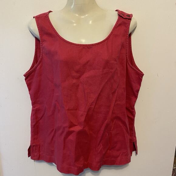 J. Jill 100% Linen Womens L Tank Top Fuchsia Pink Sleeveless Beach Summer Resort - Picture 1 of 7